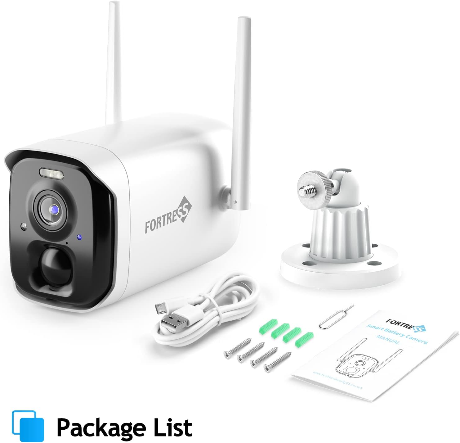 Wireless Security Outdoor 2K Camera, Rechargeable Battery Powered 4MP WiFi Smart Weatherproof Camera with Color Night Vision Spotlight Siren Alarm