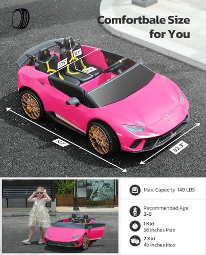 ELEMARA 2 Seater Ride on Toy for Big Kids,12V10Ah Lamborghini Ride On Car, 4.0 mph,Max 130lbs,Electric Car w/Remote, Kids' Electric Vehicles,3 Speeds