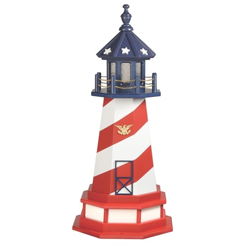 Cape Hatteras, NC Solar Lighthouse with LED Dusk to Dawn Lights, Outdoor Statues for Garden, Solar Lights Outdoor Waterproof Patio Decor