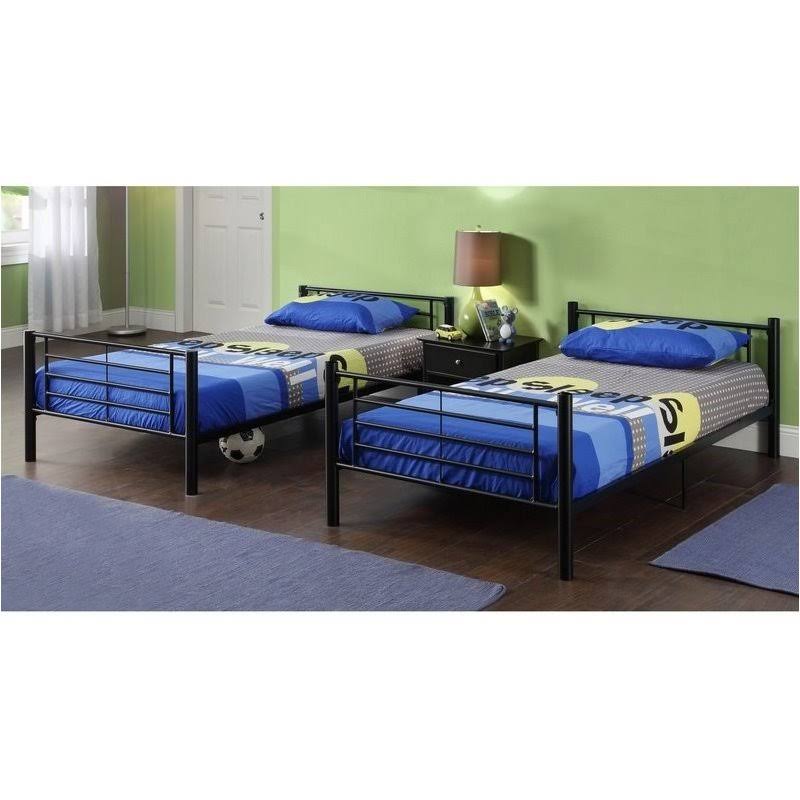 Pemberly Row Twin Over Twin Metal Bunk Bed in Black