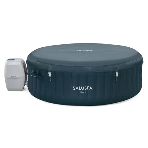 Bestway SaluSpa Aruba AirJet 2 to 3 Person Inflatable Hot Tub, 67 x 26 Inch Round Portable Outdoor Spa with 110 Soothing Jets and Cover, Gray