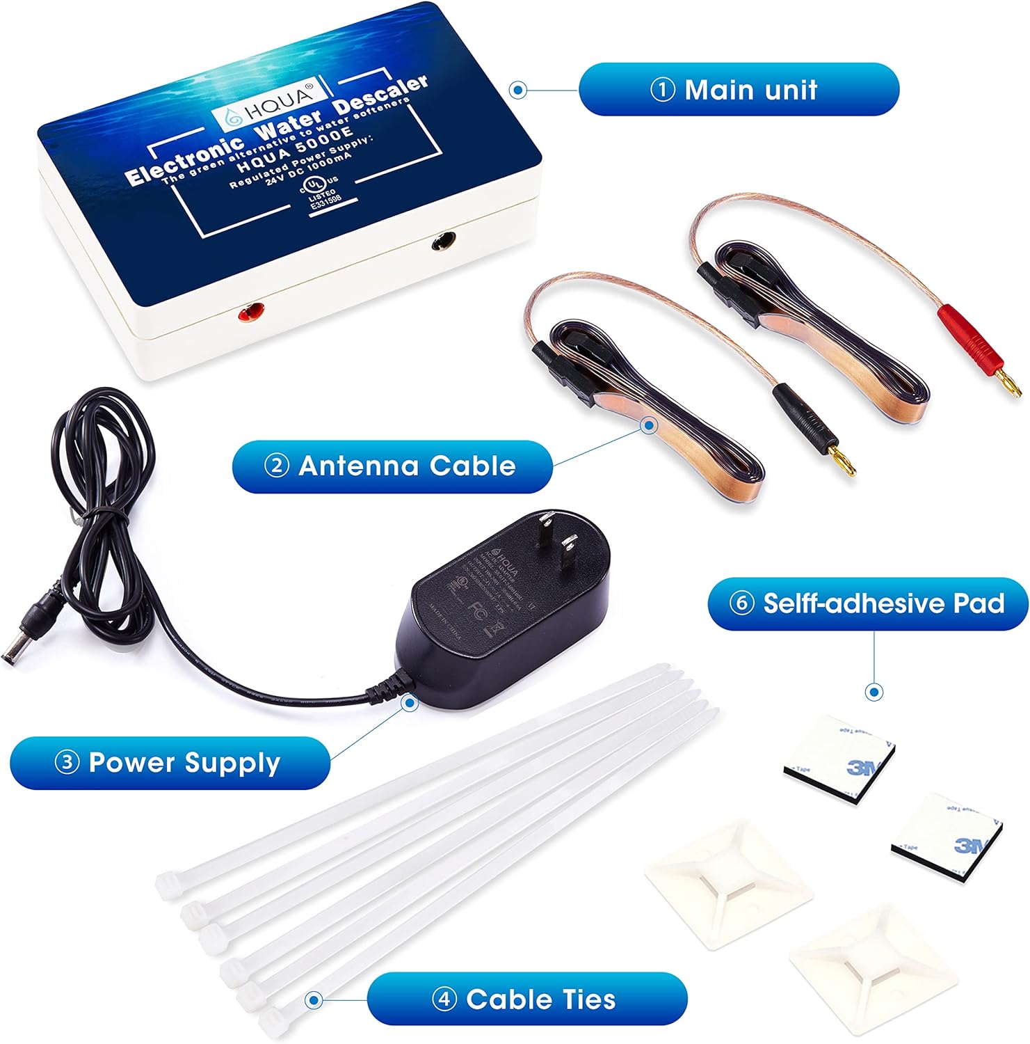 HQUA S350 Whole House Electronic Water Descaler, Alternative Water Softener, Salt Free, Limescale and Rust Removal and Prevention System
