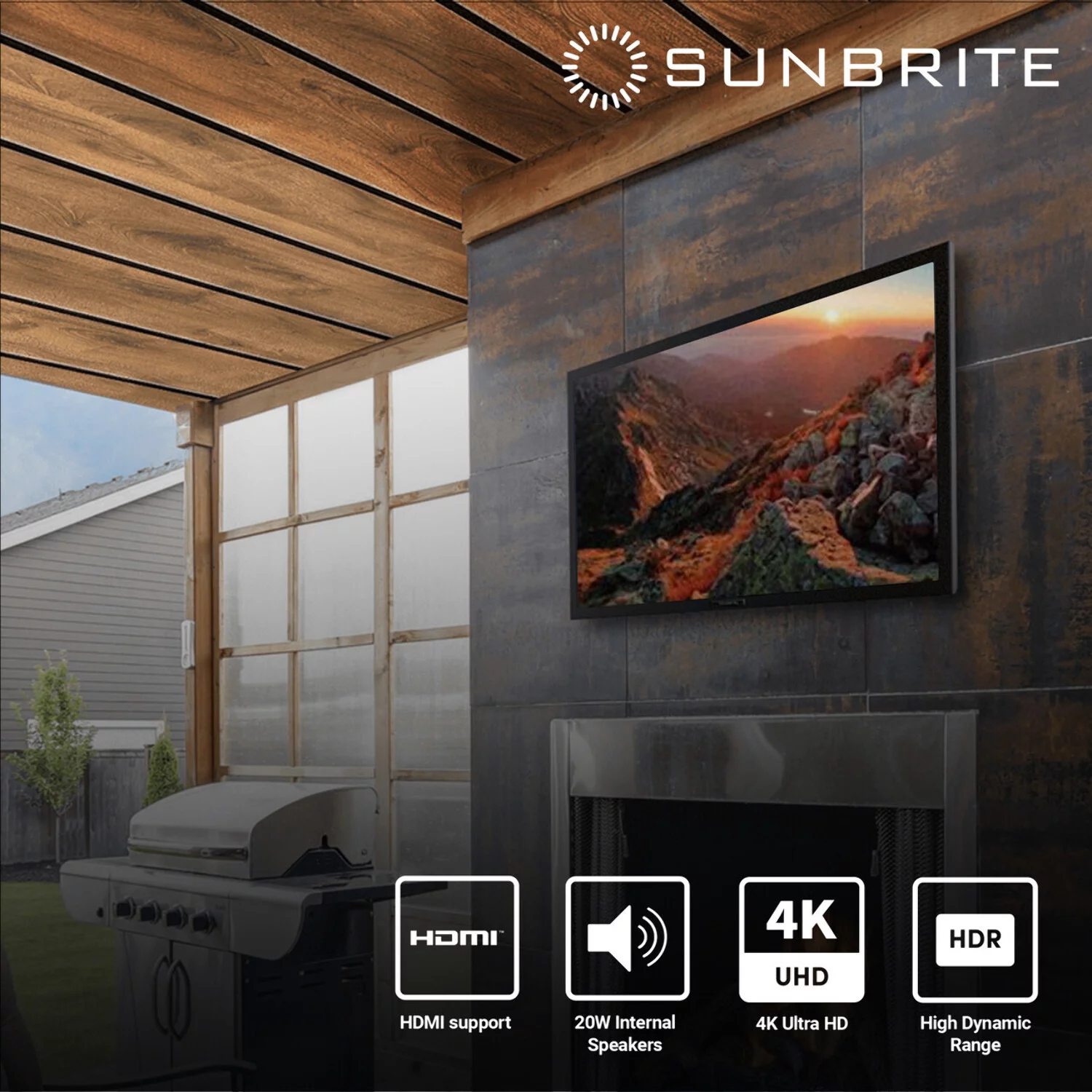 SunBrite Veranda 2 Series 43-inch Full Shade Outdoor TV | 4K Ultra HD HDR LED Weatherproof Television