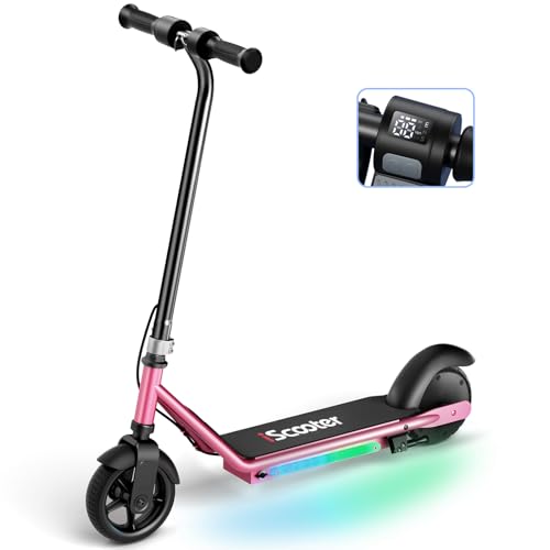 iScooter IK3/IK3Pro Electric Scooter for Kids Ages 6-12, 150W Motor, LED Display, 3 speeds Adjustable,3 Adjustable Heights(IK3Pro),Colorful Lights