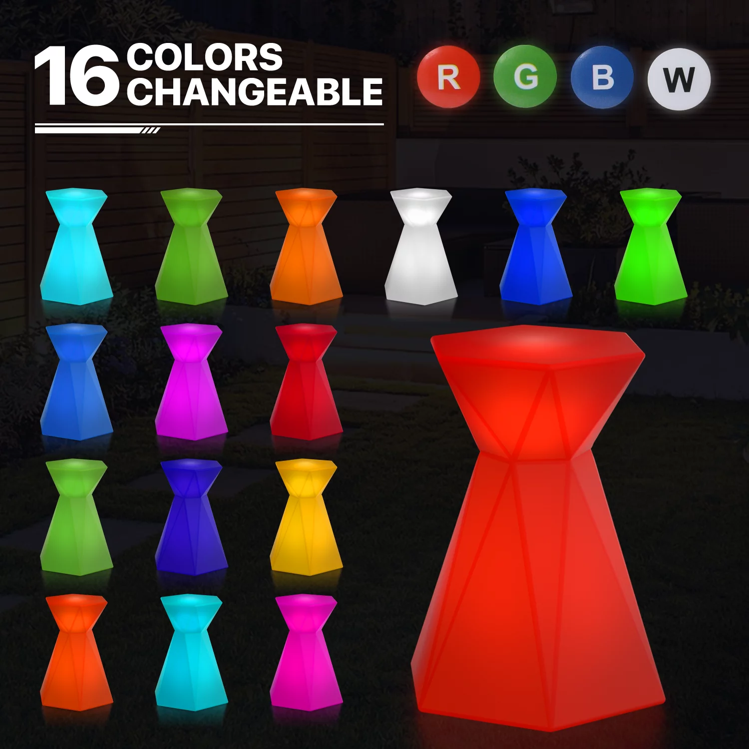 MoNiBloom Hexagonal Shape LED Light Up Bar Table, 16 Color Changing with Remote Control