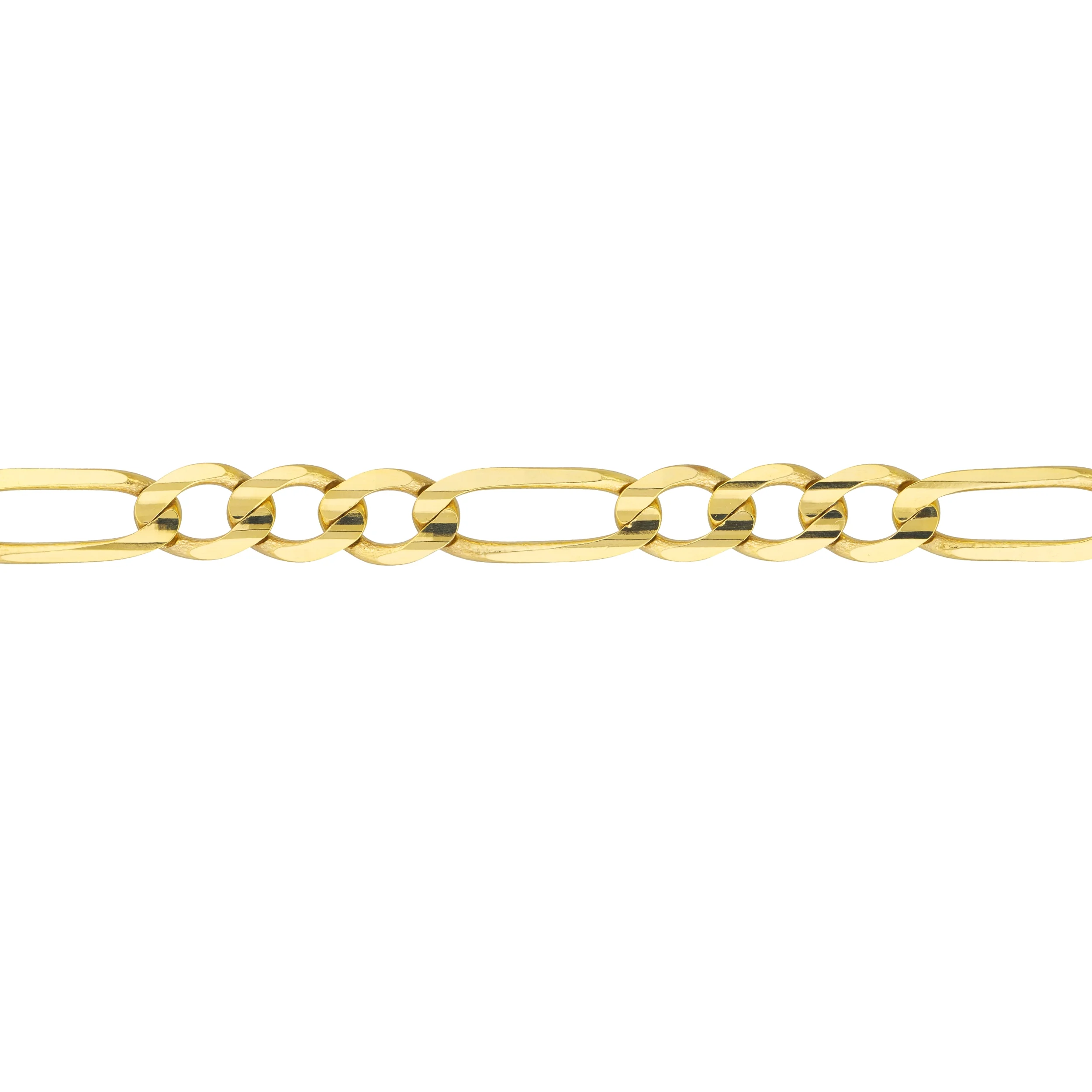 10K Yellow Gold 8" 4.5mm Light Concave Figaro Chain Necklace w/ Lobster Lock - Unisex