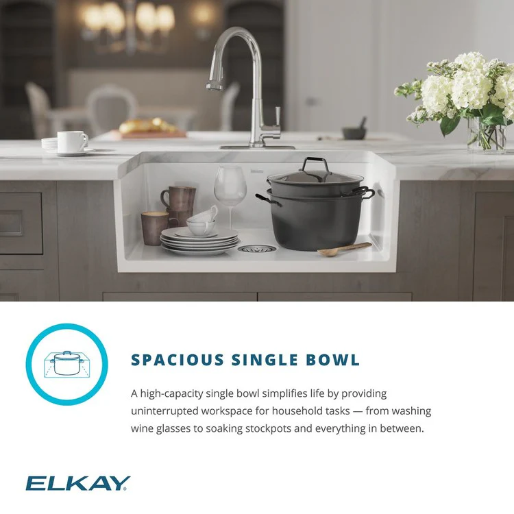 Kitchen Sink Fireclay 30 x 20 Inch Single Bowl Kit Apron Front Matte Gray Farmhouse Drain Location Center