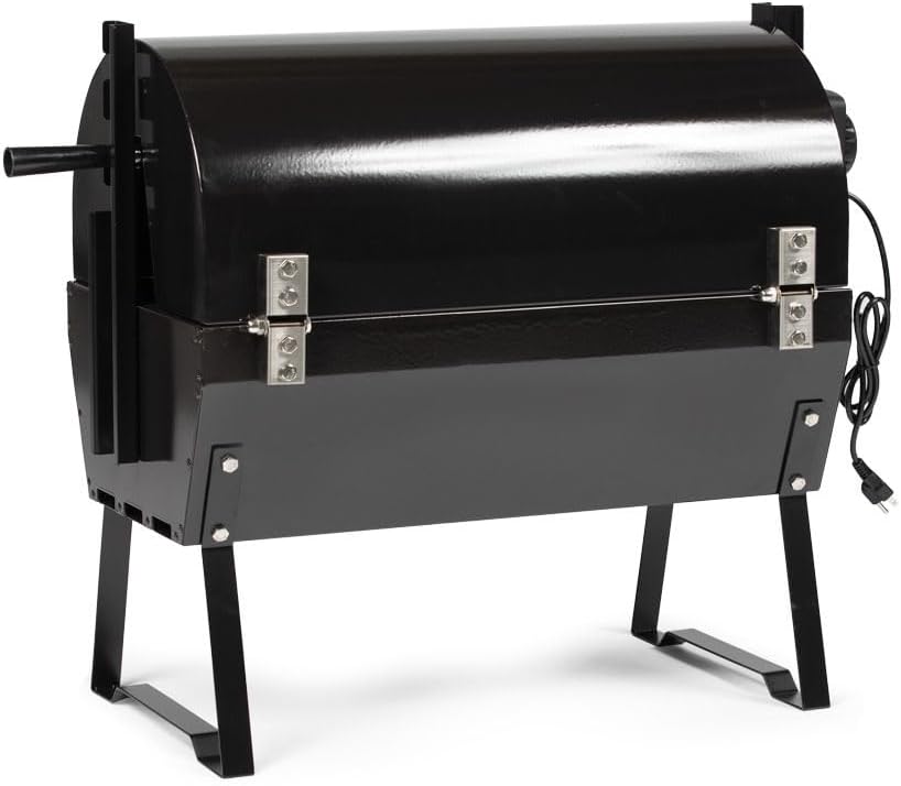 Ash & Ember 4W Rotisserie Spit Roaster Grill, Rated 33 LB, Horizontal Adjustable Spit Rod for Outdoor Charcoal BBQ with Hood, Roast Chicken, Lamb