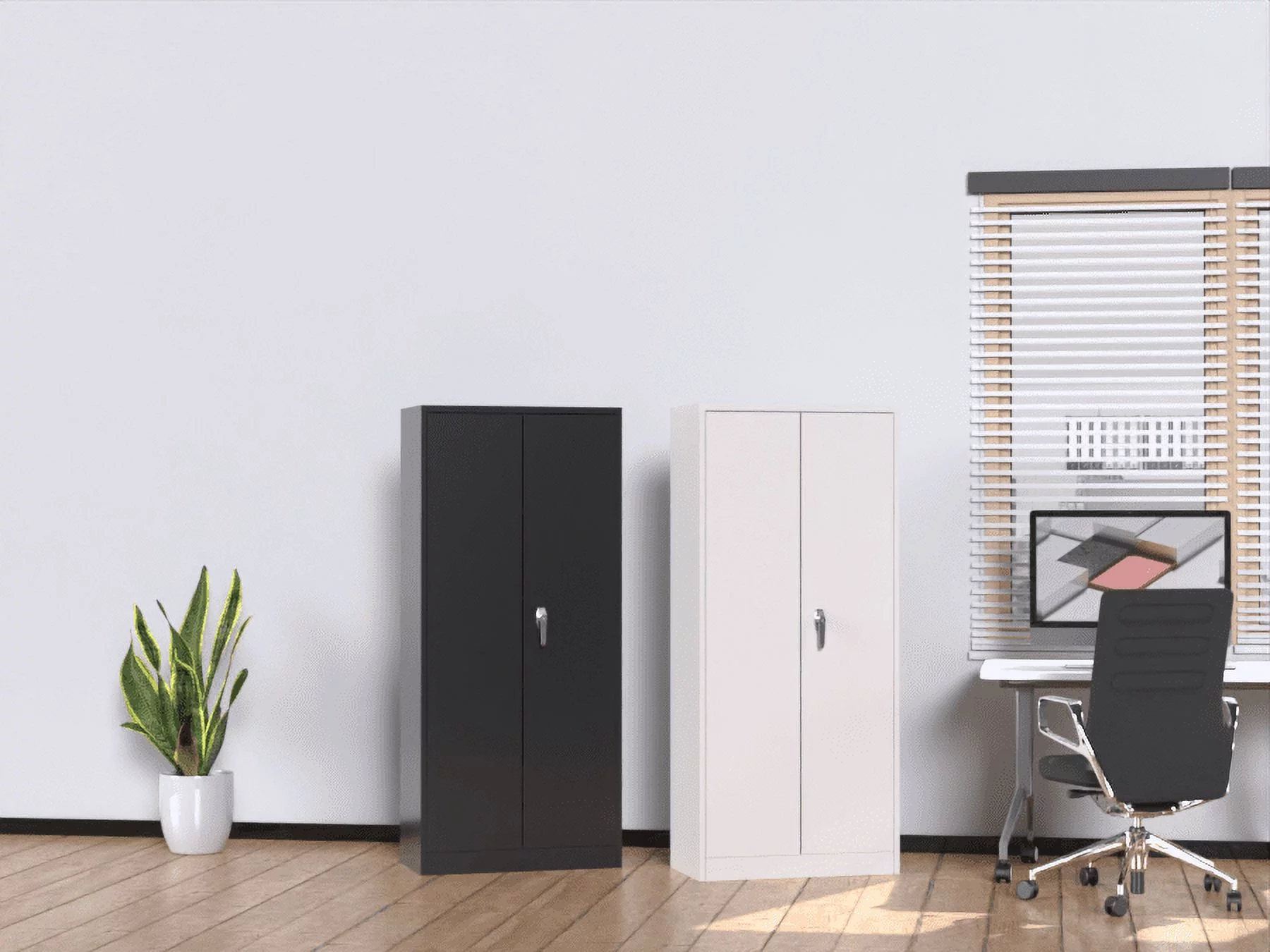 SUPEER Metal Storage Cabinet, Steel Garage Cabinet with Doors and Shelves, School Office Cabinet for Home Office, Garage and Utility Room
