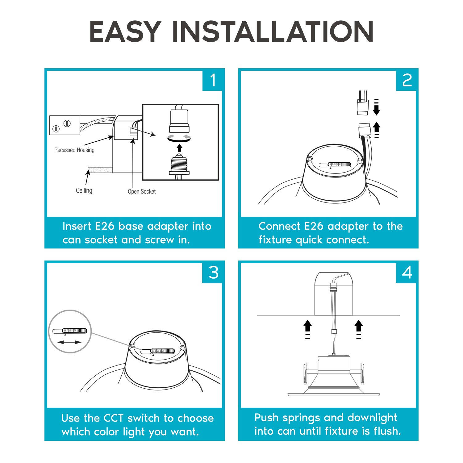 Luxrite 5/6 in. Can Light 14W to 90W 5-Color Selectable Dimmable Smooth Trim Remodel Integrated LED Recessed Light Kit (12-Pack)