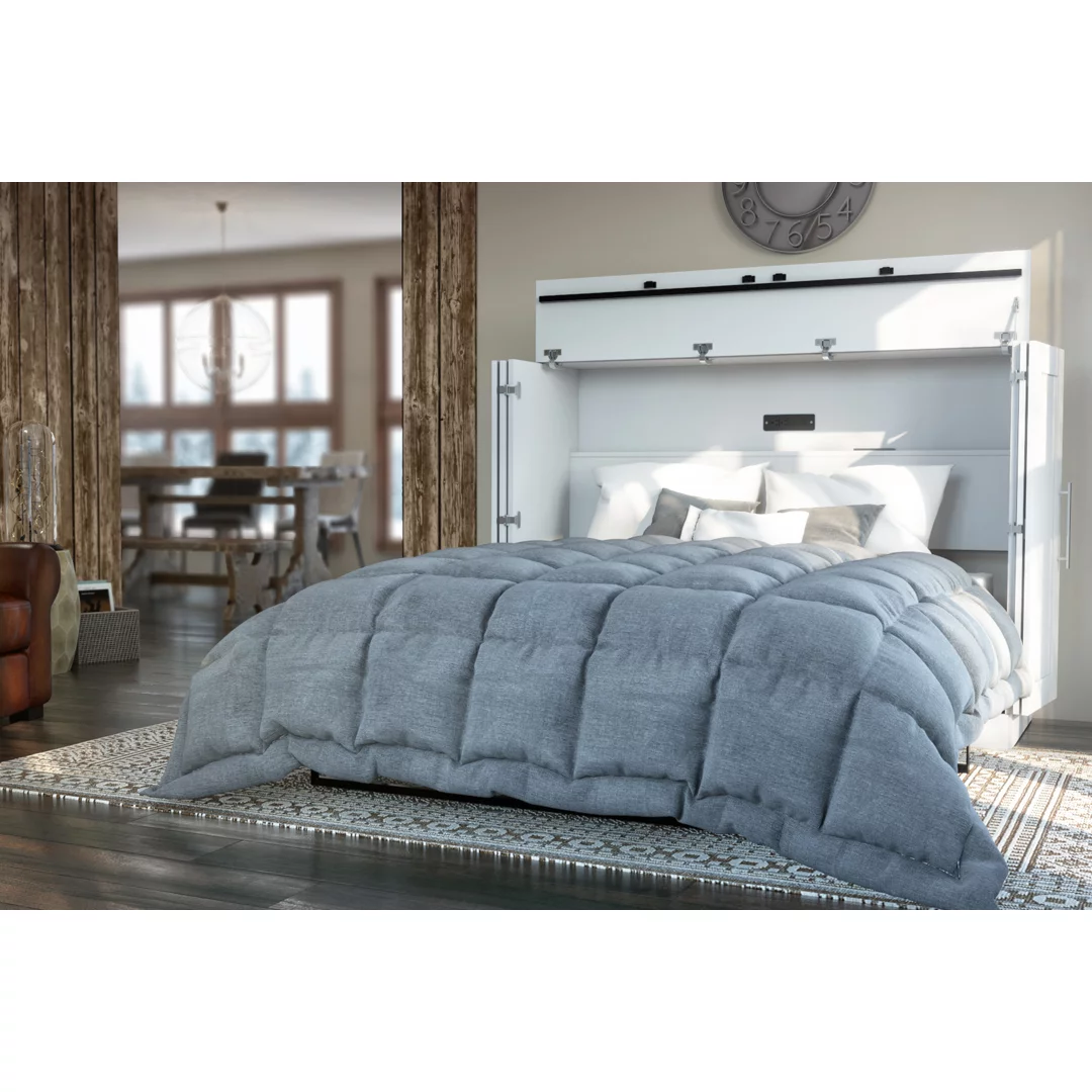 Bestar Pur Full Cabinet Bed with Mattress in White