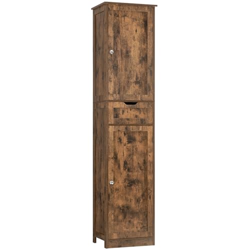 Iwell 67" Tall Bathroom Cabinet, Storage Cabinet with 2 Doors & 1 Drawer, Bathroom Storage Cabinets with Adjustable Shelves, for Living Room
