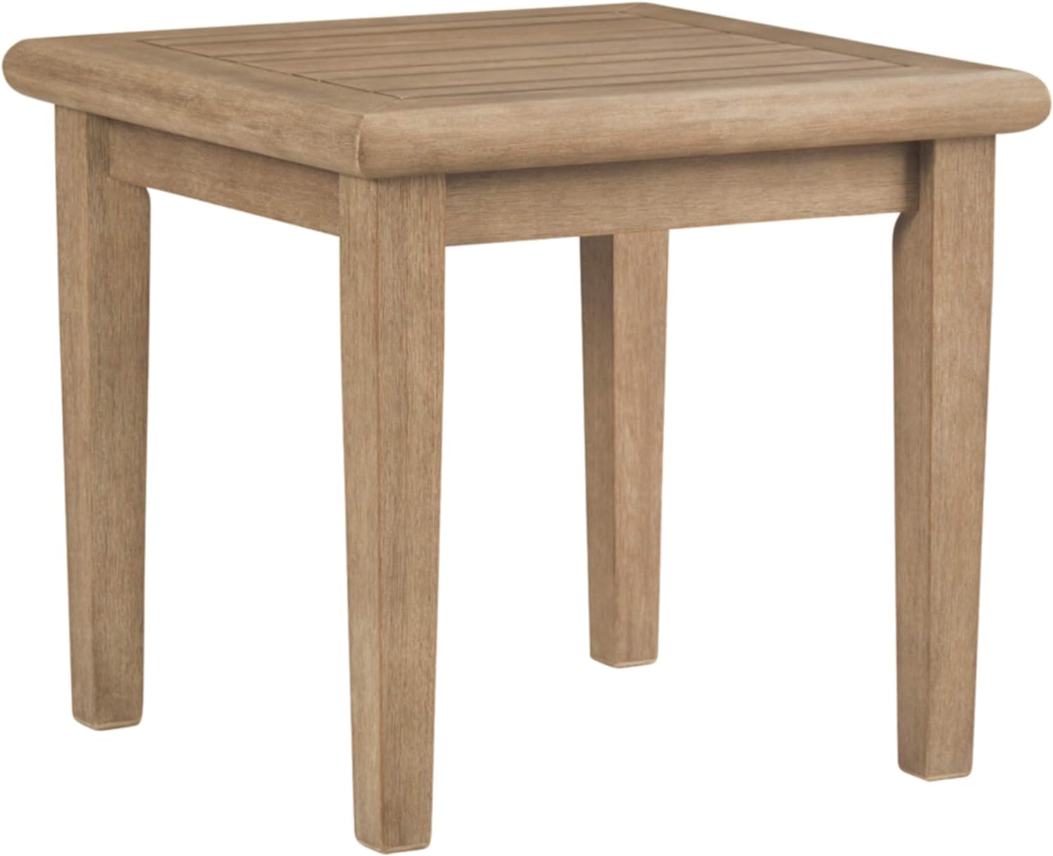 Signature Design by Ashley Gerianne Outdoor Eucalyptus Wood Square End Table, Beige