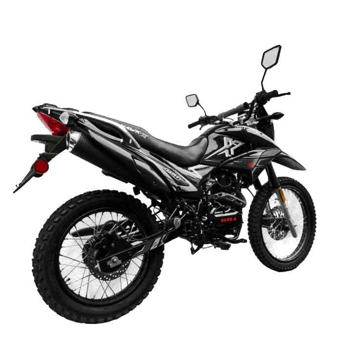 HHH Upgraded New XHawk Enduro 250cc Motorcycle RPS Dual Sports Dirtbike, 5 Speed Enduro Bike (Black) - Extra Large