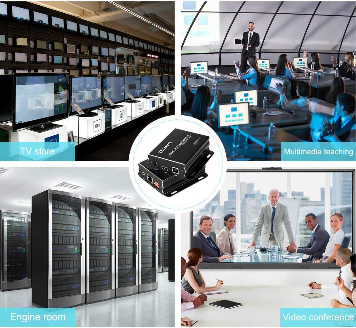Stable 1080P Many to Many HDMI KVM Multiple Repeater Extender up to 400ft Over IP Cat5e Cat6 with IR Pass Through(Receiver Only)