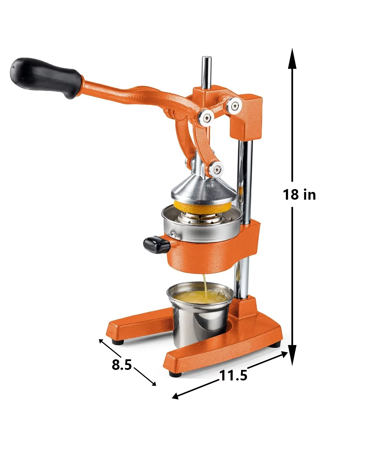 Citrus Juicer for Oranges Lemons - Commercial Grade Manual Hand Press Countertop Squeezer (Orange)