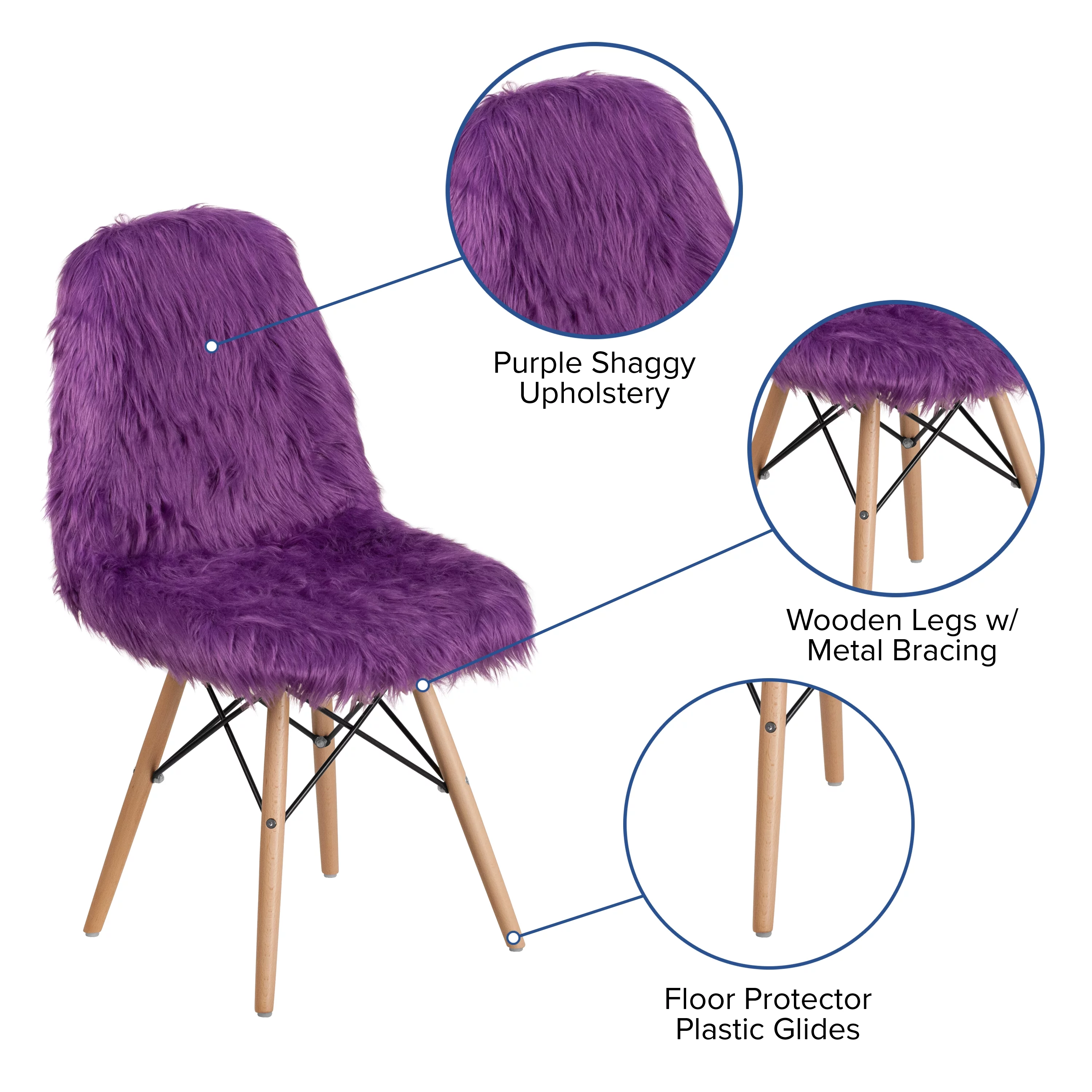 Flash Furniture Shaggy Dog Purple Accent Chair