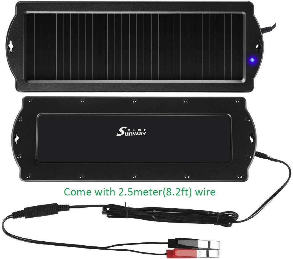 Sunway Solar Car Battery Trickle Charger & Maintainer 12Volt 8W Solar Panel Power Charger kit Portable Waterproof for Automotive RV Marine Boat Truck