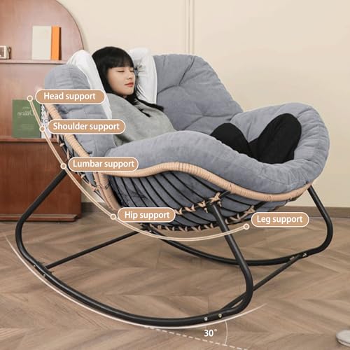 Outdoor/Indoor Rocking Chair,Papasan Chair,Outdoor Patio Porch Furniture,Rattan Wicker Lounge Chair Indoor