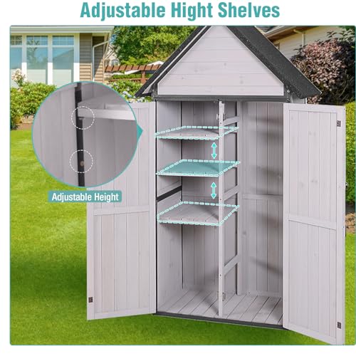 Sheds Outdoor Storage,Garden Shed with Metal Frame Structure and Adjustable Shelves