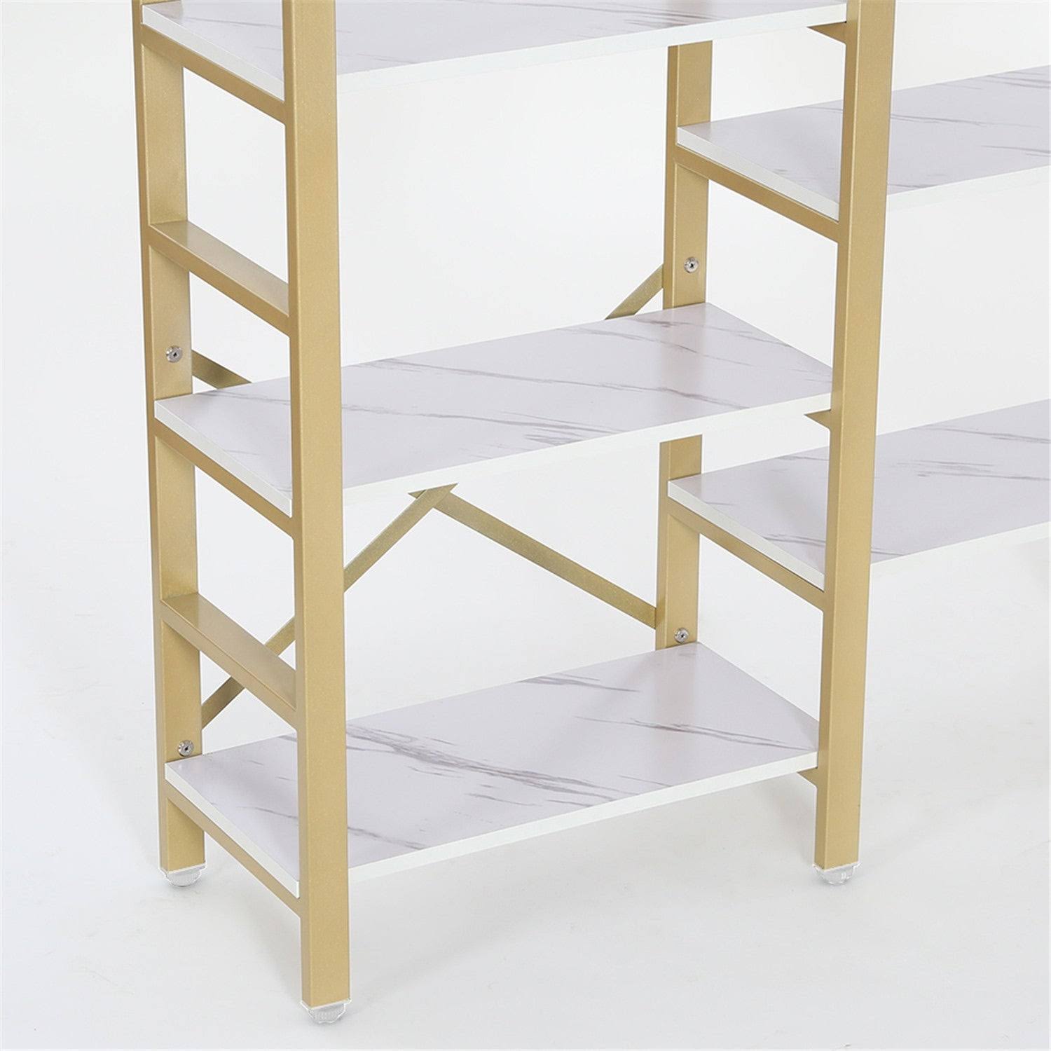 5-Shelf Bookcase, Open Bookshelf Vintage Industrial Style Shelves - Gold