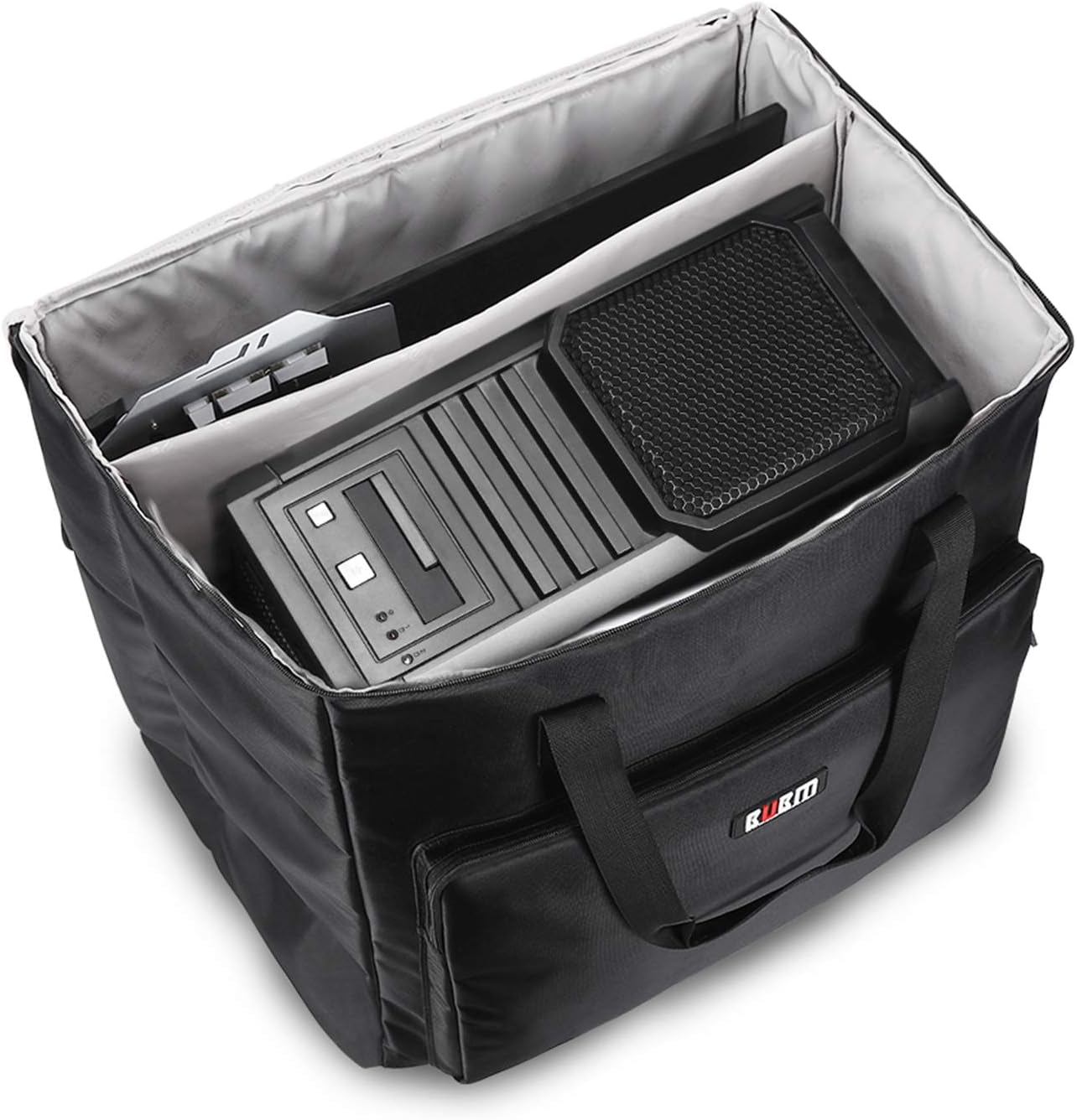 ITHWIU Desktop Gaming Computer Tower PC Double Layers Carrying Case Travel Storage Bag for Computer Main Processor Case, Monitor(Up to 24 inch)