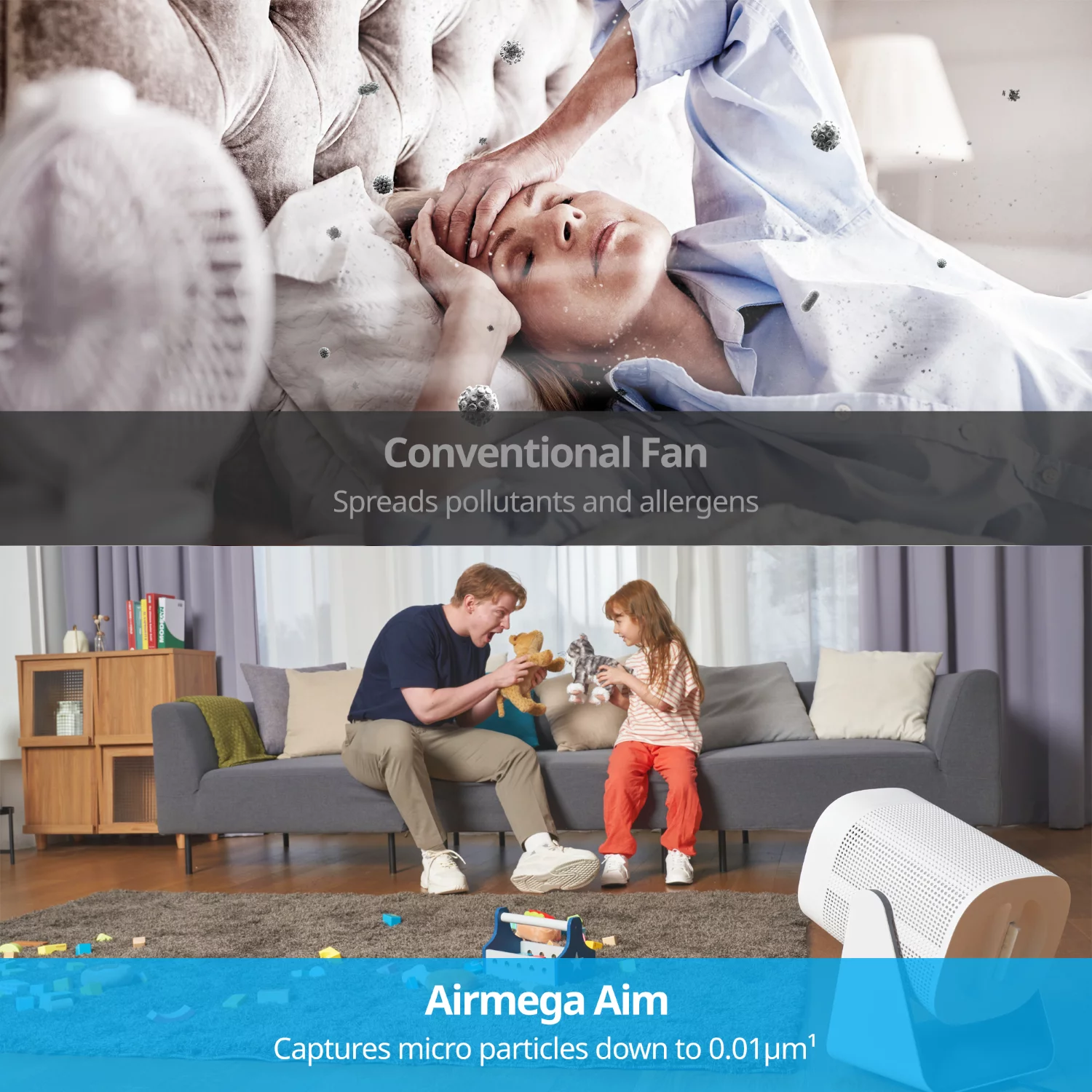 Coway Air Purifier Airmega Aim True HEPA Air Purifier + Fan (2in1), Covers Upto 246 sq ft, Auto Mode, Oscillation, Air Quality & Filter Indicator