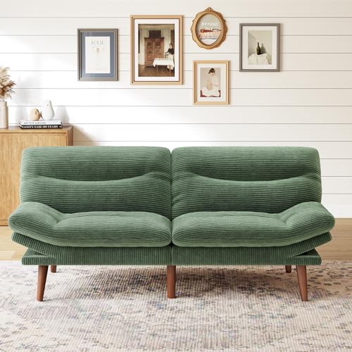 Marsail Futon Sofa Bed, Futon Couch with Adjustable Backrest & Armrests, Convertible Small Sleeper Sofa Bed for Small Apartments, Study Room, Office