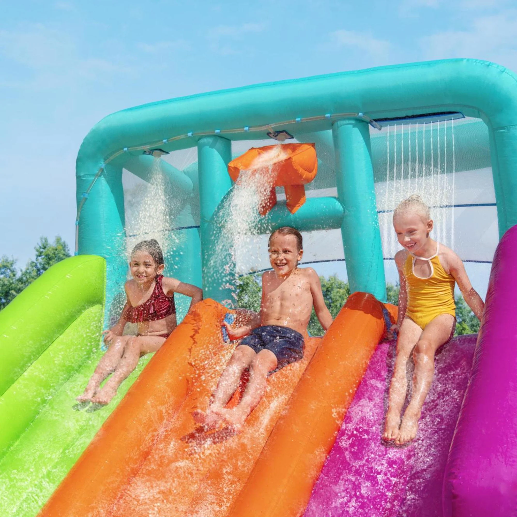 Bestway H2OGO! Triple Splash Course Inflatable Mega Water Park with Inflatable Water Slide