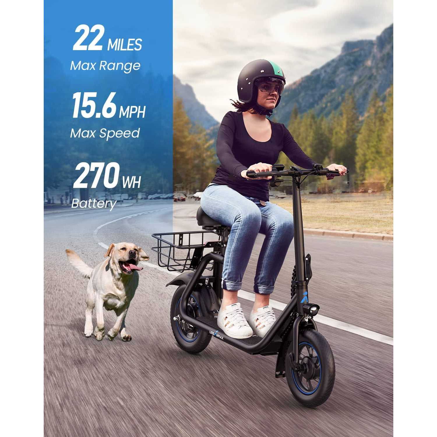 URBANMAX C1 Electric Scooter with Seat 450W Powerful Motor up to 22 Miles Range - Sports Supplies Online Store