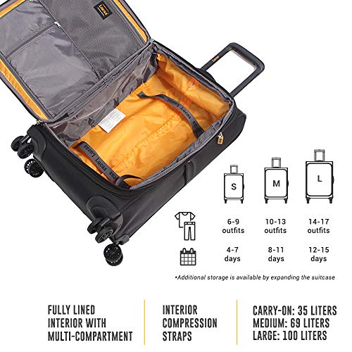 LUCAS Designer Luggage Collection - 3 Piece Softside Expandable Ultra Lightweight Spinner Suitcase Set - Travel Set includes 20 Inch Carry On