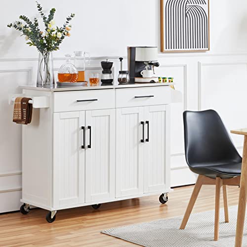 Yaheetech Kitchen Island Cart with Storage & Stainless Steel Countertop