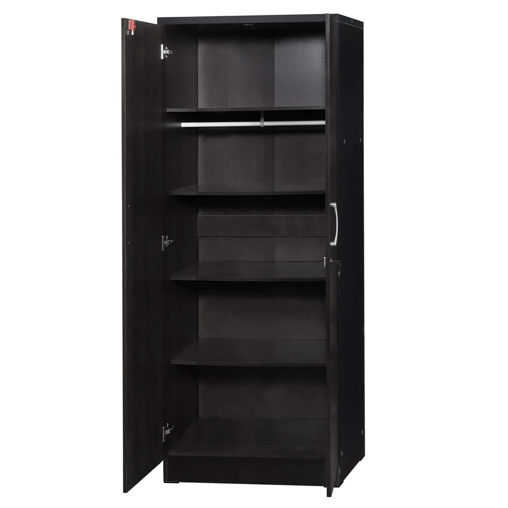 Better Home Products Harmony Two Door Armoire Wardrobe with Mirror in Black