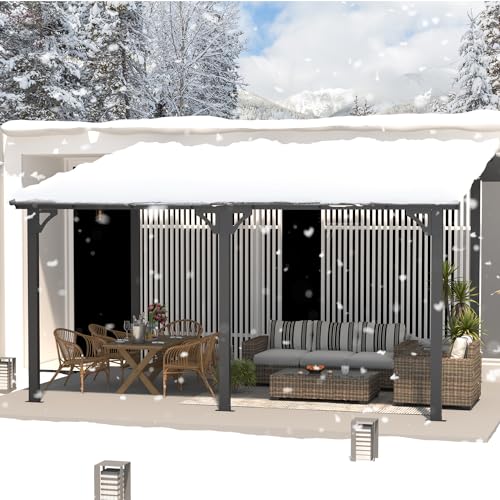 AECOJOY 10&rsquo; x 10&rsquo; Gazebo, Wall Mounted Gazebos Pergola on Clearance, Outdoor Patio Lean to Gazebo Awnings for Deck, Porch