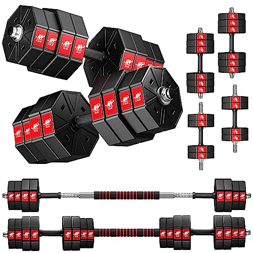 Adjustable Weights Dumbbells Set, 44Lbs 66Lbs 88Lbs 3 in 1 Adjustable Weights Dumbbells Barbell Set