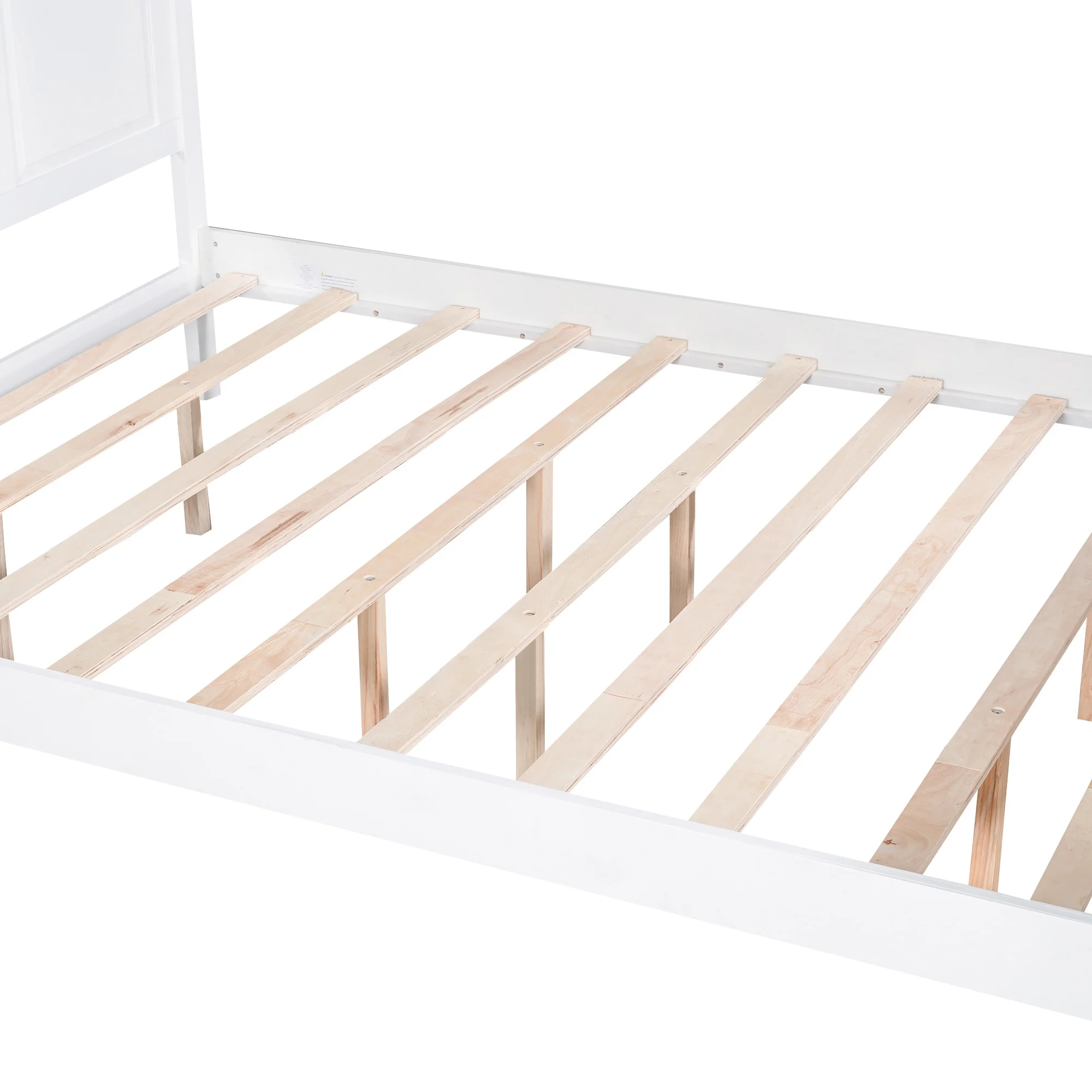 Euroco Wood Queen Size Canopy Platform Bed with Four Support Legs for Kids Teens Adults, White