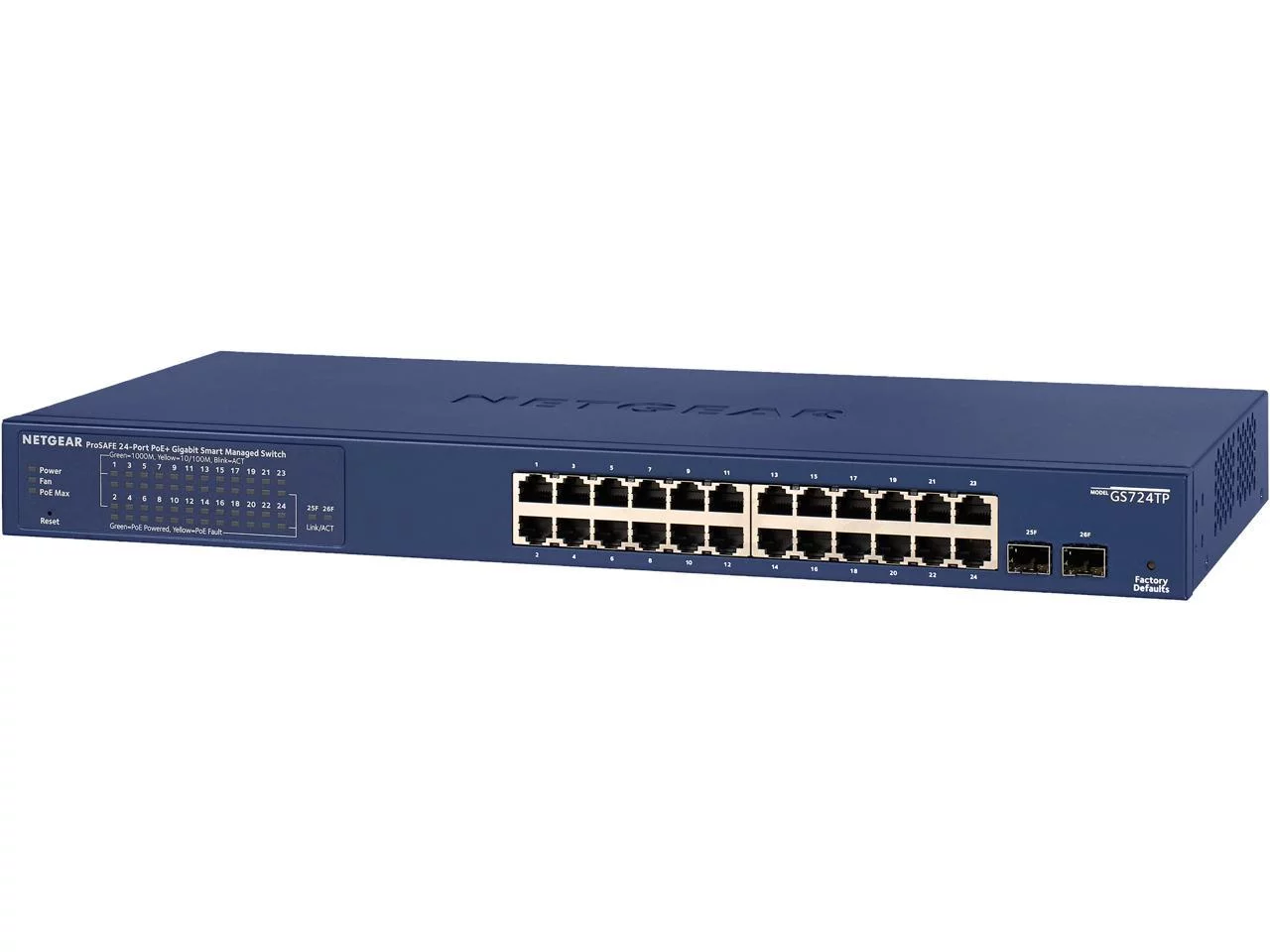 Netgear 24-Port Gigabit PoE+ Smart Managed Pro Switch with 2 SFP Ports - 24 x Gigabit Ethernet Network, 2 x Gigabit Ethernet Expansion Slot