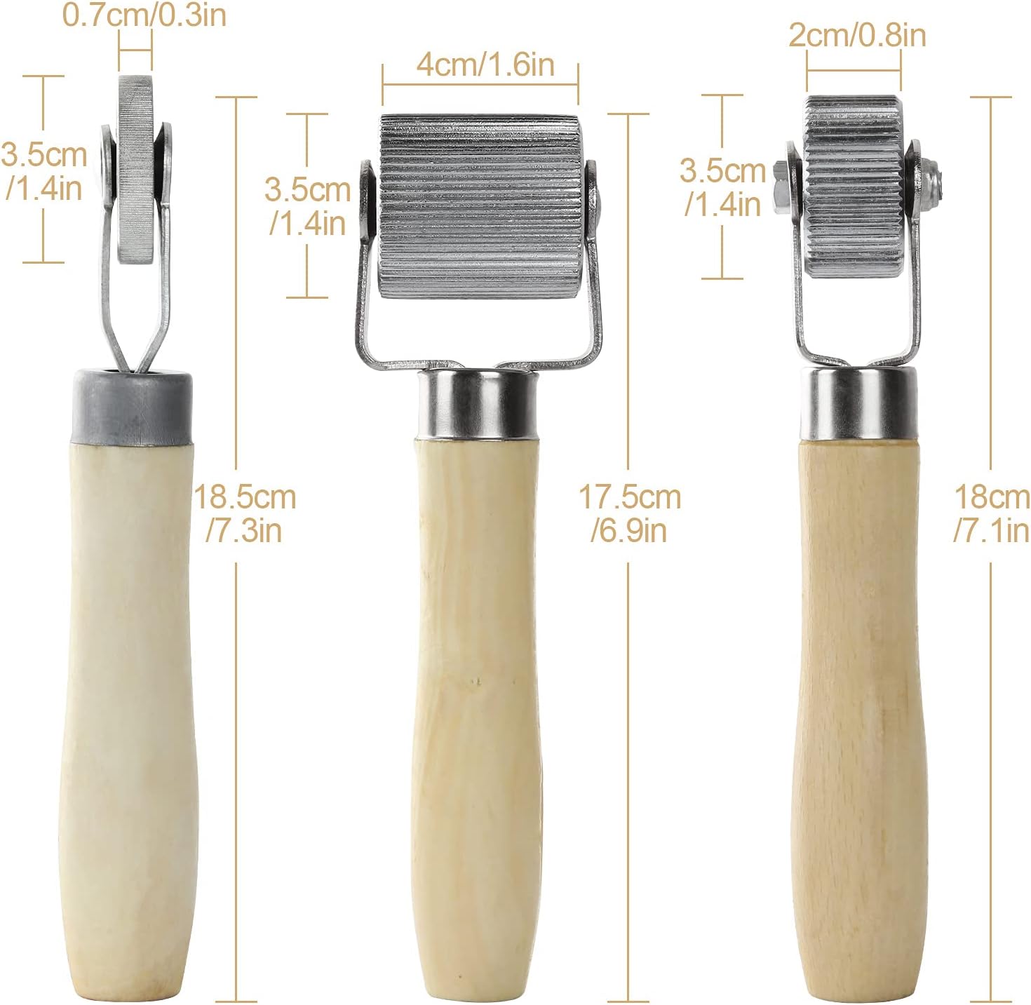 3 Pcs Car Sound Deadening Roller Auto Noise Proof Insulation Tool with Wooden Handle Automotive/Vehicle Sound Deadener Metal Barrel Roller