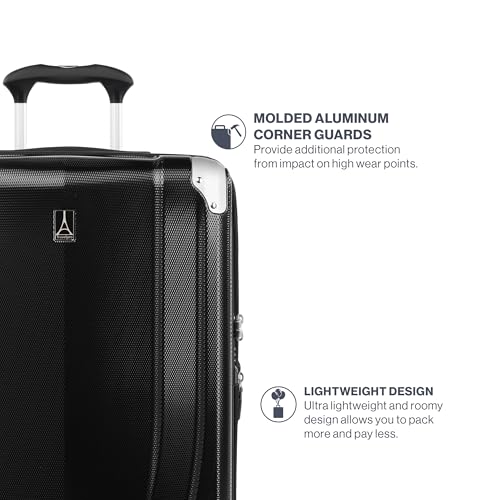 Travelpro Pathways 3 Hardside Expandable Luggage, 8 Spinner Wheels, Lightweight Hard Shell Suitcase, Carry On 21 Inch, Black Knight