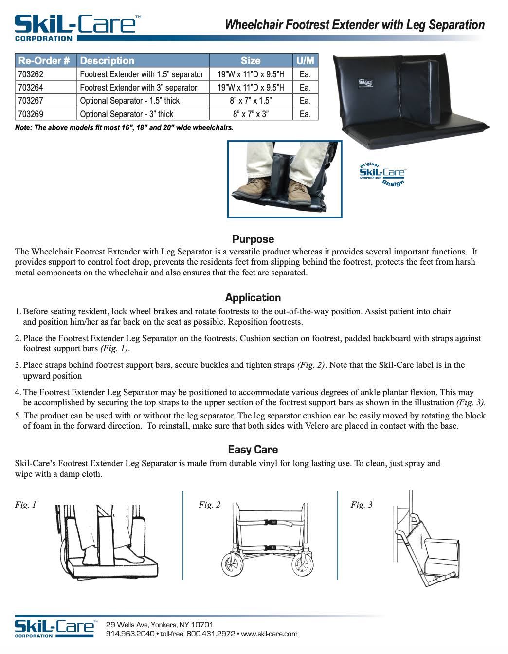 Skil-Care 703262 1.5 in. Footrest Extender with Leg Separator