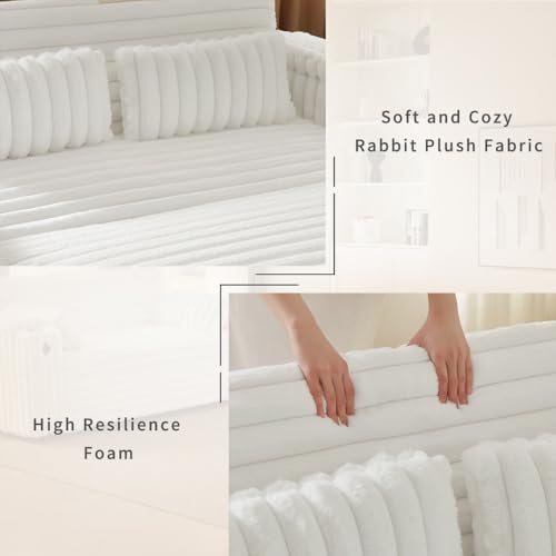 68.11" Corduroy Sleeper Chair Bed with USB Port, Cup Holders & Side Storage Pockets – 3-in-1 Foldable Sofa Bed for Guest Room, Living Room – White