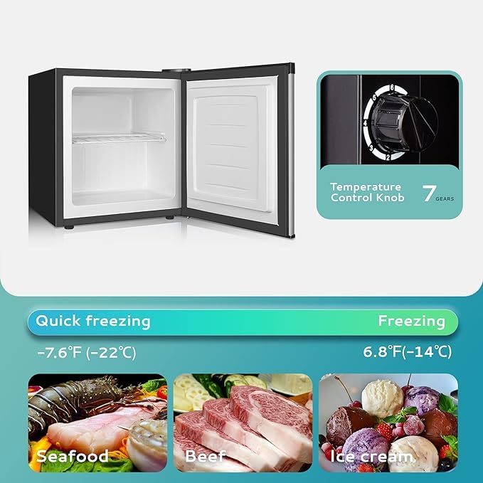 EUHOMY 3.5 Cu.Ft Chest Freezer with Removable Basket, Small Deep Freezer Adjustable 7 Thermostat, Quiet Mini Freezer Free-Standing Top Door