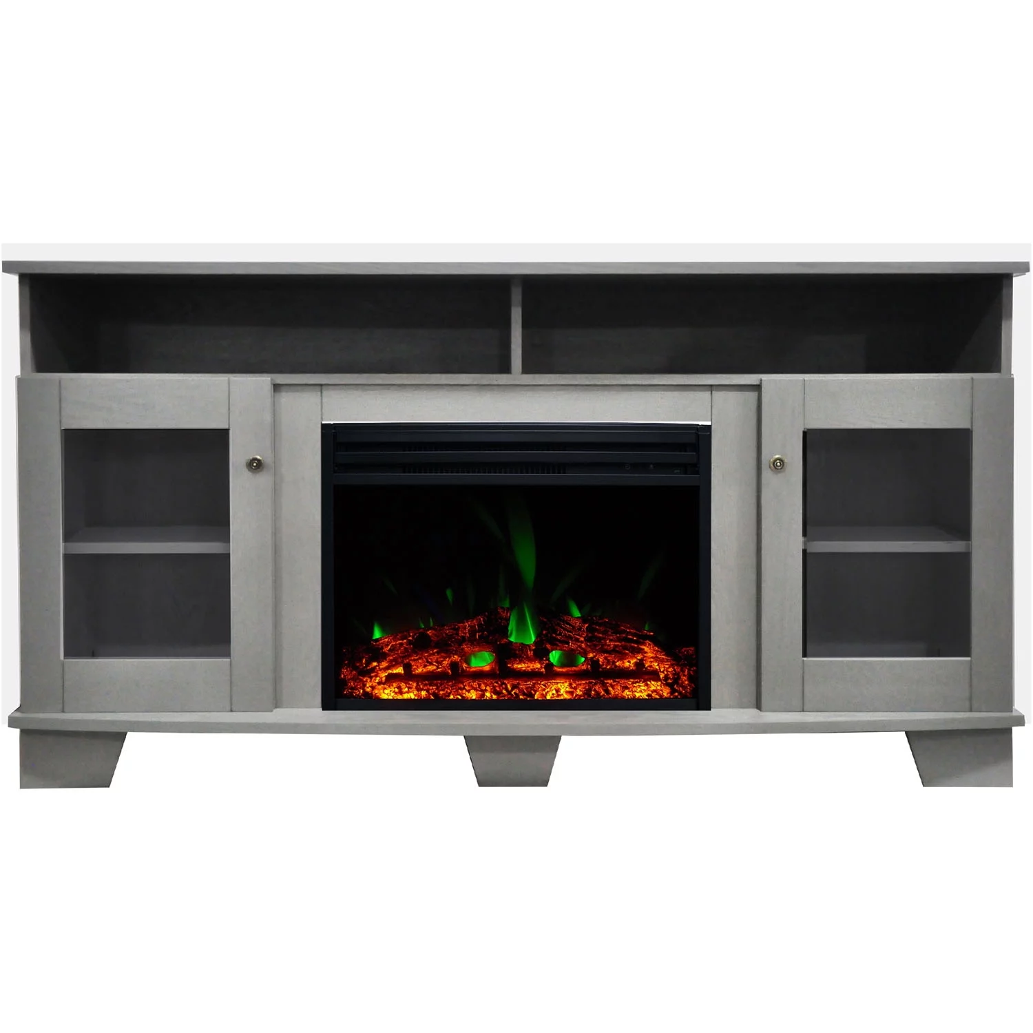Cambridge Savona Electric Fireplace Heater with 59-In. Gray TV Stand, Enhanced Log Display, Multi-Color Flames, and Remote - Curated Treasures Market