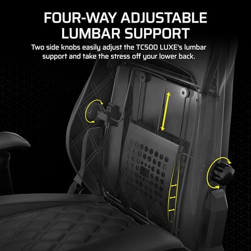 Corsair TC500 Luxe Gaming Chair – Premium Breathable Fabric – Wide Seat – Five-Way Adjustable Armrests – Adjustable Built-in Lumbar Support – 90-160