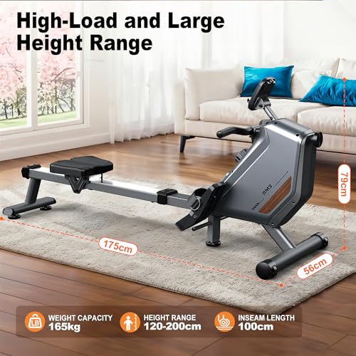 Rowing Machines for Home: 16 Levels Quiet Magnetic Rowing Machine - Bluetooth Rower App Compatible, 360lb Weight Capacity 2025NEW