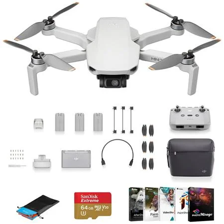 Mini 2 SE Drone Fly More Combo Bundle with 64GB microSD Card, Corel PC Software Kit, Landing Pad - Radiant Selections