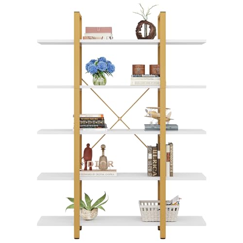 Tribesigns 5-Tier Bookshelf, Vintage Industrial Style Bookcase 72 H x 12 W x 47L Inches, Black