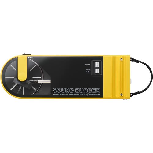 Audio-Technica Consumer Sound Burger Manual Two-Speed Portable Bluetooth Turntable (Yellow) (AT-SB727YL) Bundle Including: Cable Ties, Fiber Cloth