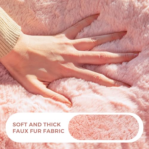 MAXYOYO Bean Bag Chair for Adults, Floral Shaped Bean Bag Sofa, Ultra Soft Faux Fur Floor Sofa, Large Reading Chair for Living Room Bedroom, Beige