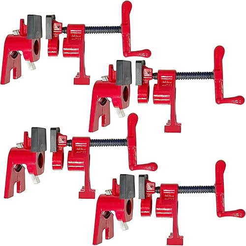 DURDUR 4 Stck RohrSchraubzwinge Rohrzwingen 3/4 zoll,Temperguss Schraubzwingen Set zum T&uuml;rfutter-Montage-set,Schnellspanner Clamp, Schraubstock